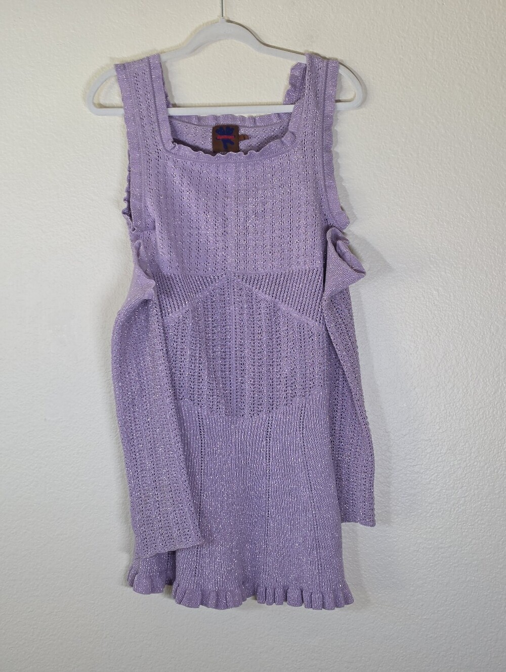 Heaven by Marc Jacobs Lilac Pointelle Mini Dress L - Picture 4 of 11